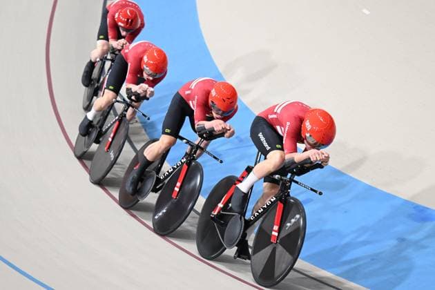 23-10-2025 World Championships Elite Track; Giornata 02; 2025, Danimarca; Hansen, Tobias; Larsen, Niklas; Madsen, Frederik; Pedersen, Rasmus; Santiago Del Cile - Velodromo Penalolen; 