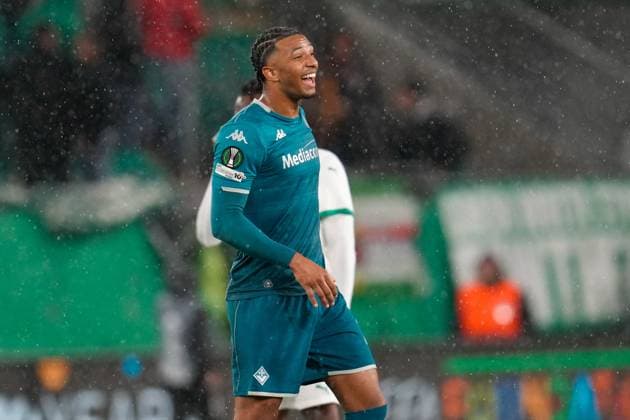 CALCIO - UEFA Conference League - SK Rapid Wien vs ACF Fiorentina Cher Ndour 27 (ACF Fiorentina) smiles after the match during SK Rapid Wien vs ACF Fiorentina, UEFA Conference League football match in Vienna, Austria, October 23 2025 Vienna Austria  Copyright: xIPAxSport ABACAx
