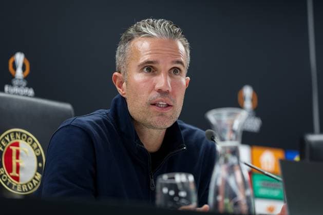 2025-10-23 Feyenoord v Panathinaikos - UEFA Europa League, League phase, MD3 ROTTERDAM, NETHERLANDS - OCTOBER 23: Headcoach Robin van Persie of Feyenoord during the press conference, PK, Pressekonferenz during the UEFA Europa League, League phase, MD3 match between Feyenoord and Panathinaikos at Stadion Feijenoord on October 23, 2025 in Rotterdam, Netherlands. Rotterdam Stadion Feijenoord Netherlands Content not available for redistribution in The Netherlands directly or indirectly through any third parties. Copyright: xHansxvanxderxValkx
