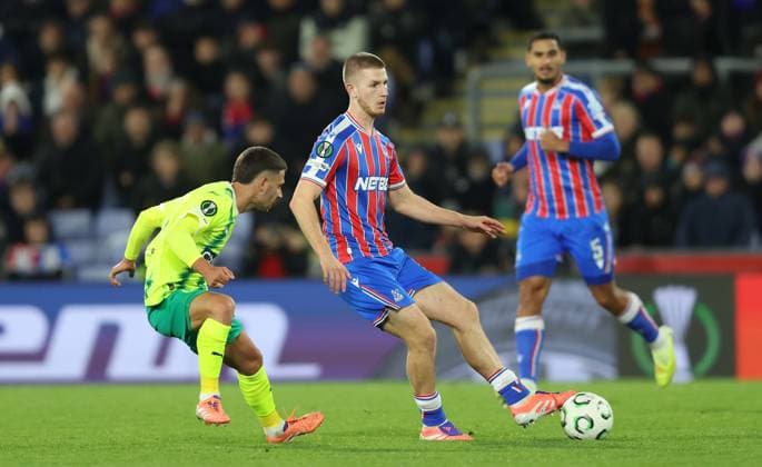 . - Crystal Palace v AEK Larnaca, UEFA Conference League, League Phase, MD3, Selhurst Park Stadium, London, England. - 23rd October 2025. (C) Daniel Weir Crystal Pix Adam Wharton of Crystal Palace. - Crystal Palace v AEK Larnaca, UEFA Conference League, League Phase, MD3, Selhurst Park Stadium, London, England. - 23rd October 2025. (C) Daniel Weir Crystal Pix London Selhurst Park Stadium England Copyright: xDanielxWeirx CP_Crystal_Palace_AEK_Lanarca_231025_DW_51
