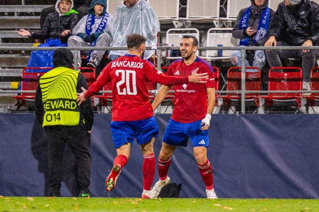 Olomuniec 23.10.2025 Pilka nozna Liga Konferencji UEFA sezon 2025 2026 kolejka 2 mecz: Sigma Olomuniec - Rakow Czestochowa nz. Gol Stratos Svarnas --- Olomouc, Football UEFA Conference League season 2025 2026 round 2 match: Sigma Olomouc - Rakow Czestochowa op. Goal Stratos Svarnas Fot. Rafal Baranski Arena Akcji NEWSPIX.PL --- newspix.pl 