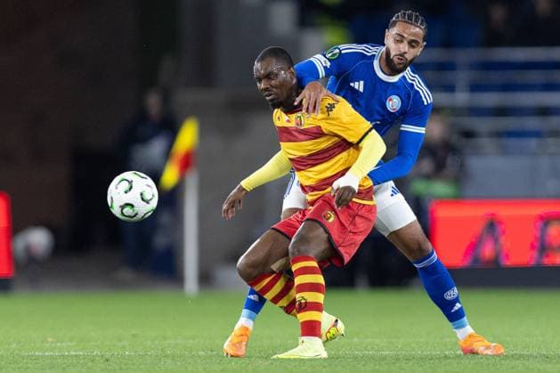 2025.10.23 Strasbourg Liga Konferencji UEFA kolejka 2 sezon 2025 2026 Racing Strasbourg - Jagiellonia Bialystok Nz Afimico Pululu Andrew Omobamidele Foto Sathire KELPA ArenaAkcji 2025.10.23 Strasbourg football UEFA Conference League round 2 season 2025 2026 match Racing Strasbourg - Jagiellonia Bialystok Credit: Sathire KELPA ArenaAkcji NEWSPIX.PL --- newspix.pl 
