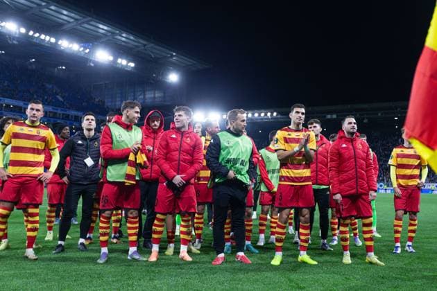 2025.10.23 Strasbourg Liga Konferencji UEFA kolejka 2 sezon 2025 2026 Racing Strasbourg - Jagiellonia Bialystok Nz Jagiellonia Bialystok zawodnicy Foto Sathire KELPA ArenaAkcji 2025.10.23 Strasbourg football UEFA Conference League round 2 season 2025 2026 match Racing Strasbourg - Jagiellonia Bialystok Credit: Sathire KELPA ArenaAkcji NEWSPIX.PL --- newspix.pl 