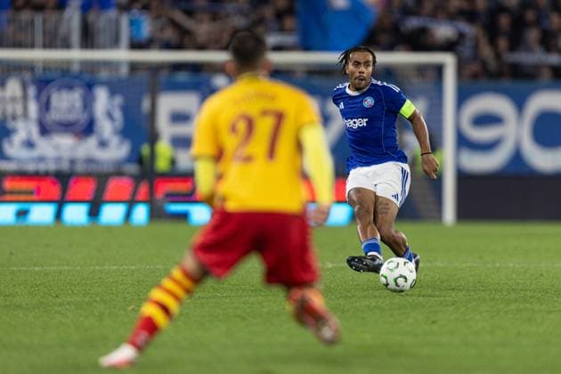 2025.10.23 Strasbourg Liga Konferencji UEFA kolejka 2 sezon 2025 2026 Racing Strasbourg - Jagiellonia Bialystok Nz Guela Doue Foto Sathire KELPA ArenaAkcji 2025.10.23 Strasbourg football UEFA Conference League round 2 season 2025 2026 match Racing Strasbourg - Jagiellonia Bialystok Credit: Sathire KELPA ArenaAkcji NEWSPIX.PL --- newspix.pl 