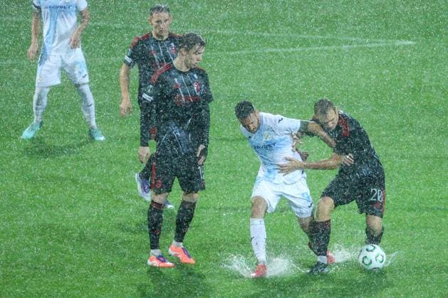 HNK Rijeka v AC Sparta Praha: UEFA Conference League Duje Cop of HNK Rijeka and Sivert Mannsverk of Sparta Praha competes for the ball during the UEFA Conference League group phase matchday 2 between HNK Rijeka and AC Sparta Praha at HNK Rijeka Stadium on October 23, 2025. in Rijeka, Croatia.  NelxPavletic PIXSELL