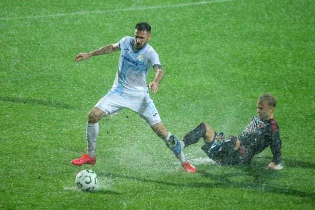 HNK Rijeka v AC Sparta Praha: UEFA Conference League Duje Cop of HNK Rijeka and Jaroslav Zeleny of Sparta Praha competes for the ball during the UEFA Conference League group phase matchday 2 between HNK Rijeka and AC Sparta Praha at HNK Rijeka Stadium on October 23, 2025. in Rijeka, Croatia.  NelxPavletic PIXSELL