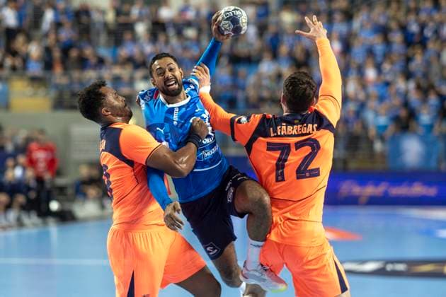 EHF Champions League - Orlen Wisla Plock v FC Barcelona, Barca Timothey N™Guessan, Melvyn Richardson, Ludovic Fabregas during the match EHF Champions League Men match between Orlen Wisla Plock and FC Barcelona in Plock, Poland on October 24, 2025.NO SALES POLAND Plock Poland  Copyright: xAndrzejxIwanczukx originalFilename:iwanczuk-ehfchamp251024_np5Oj.jpg