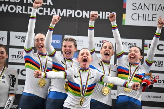 23-10-2025 World Championships Elite Women Track; Giornata 02; 2025, Italia; Guazzini, Vittoria; Fidanza, Martina; Alzini, Martina; Venturelli, Federica; Consonni, Chiara; Santiago Del Cile - Velodromo Penalolen; 