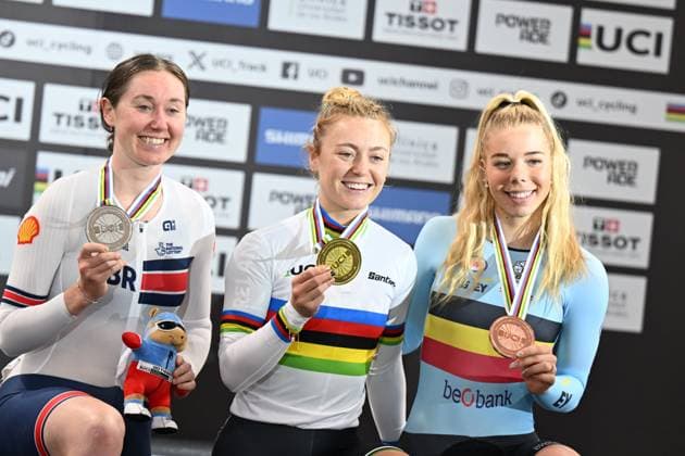 23-10-2025 World Championships Elite Women Track; Giornata 02; 2025, Irlanda; 2025, Great Britain; 2025, Belgium; Gillespie, Lara; Archibald, Katie; Hesters, Helene; Santiago Del Cile - Velodromo Penalolen; 