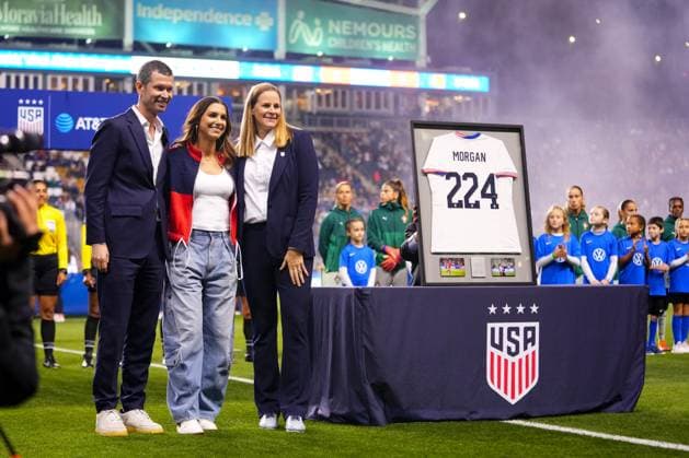 October 23, 2025: Alex Morgan poses for a picture during her retirement ceremony at Subaru Park in Chester, Pennsylvania. CSM Chester United States of America - ZUMAc04_ 20251023_zma_c04_018 Copyright: xKylexRoddenx