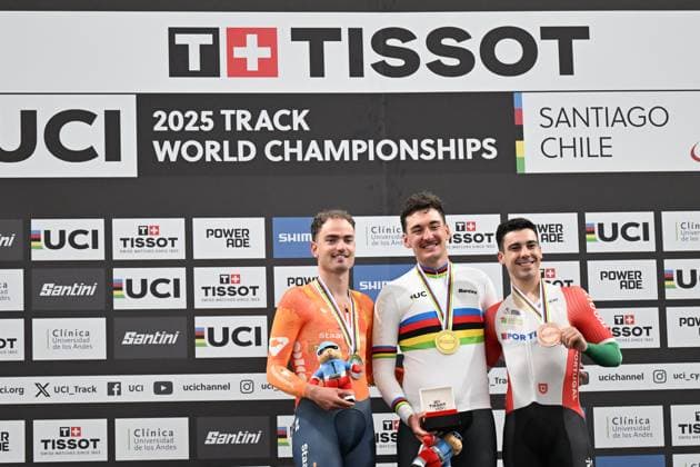 23-10-2025 World Championships Elite Track; Giornata 02; 2025, Germany; 2025, Olanda; 2025, Portogallo; Augenstein, Moritz; Dorenbos, Yanne; Leitao, Iuri; Santiago Del Cile - Velodromo Penalolen; 