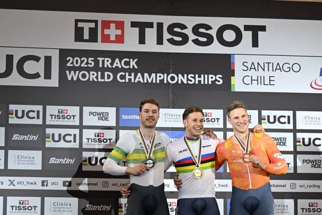 23-10-2025 World Championships Elite Track; Giornata 02; 2025, Olanda; 2025, Australia; Lavreysen, Harrie; Hoffman, Leigh; Hoogland, Jeffrey; Santiago Del Cile - Velodromo Penalolen; 