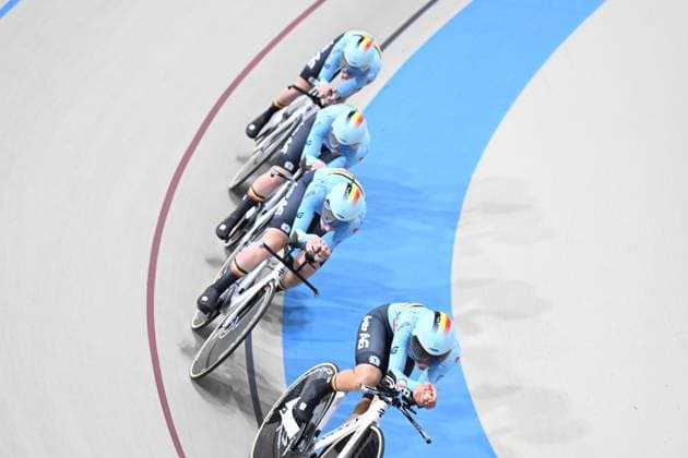 23-10-2025 World Championships Elite Women Track; Giornata 02; 2025, Belgium; Bossuyt, Shari; De Clercq, Katrijn; Hesters, Helene; Vierstraete, Luca; Santiago Del Cile - Velodromo Penalolen; 