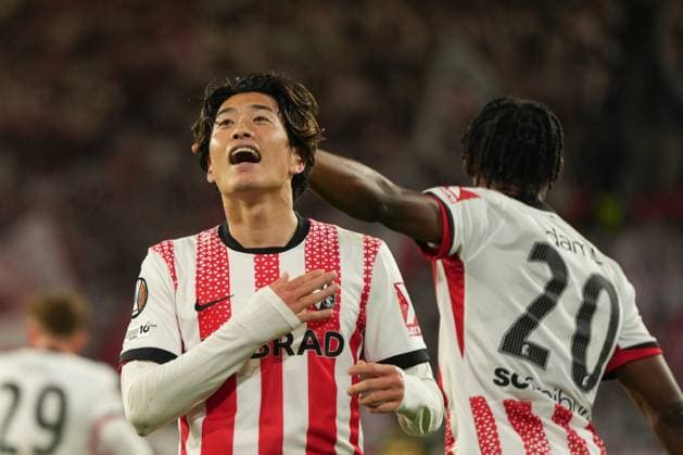 Yuito Suzuki (SC Freiburg, 14) celebrating his goal to make it 1–0 UEFA Europa League: SC Freiburg vs FC Utrecht, Europa-Park-Stadion, 24.09.2025 Baden-Württemberg Deutschland Copyright: xBEAUTIFULxSPORTS Boscox