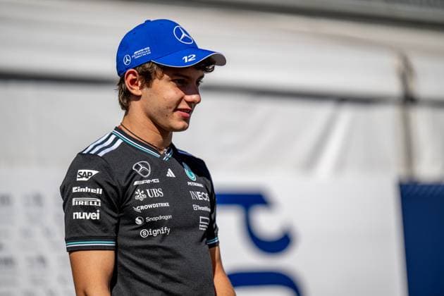MEXICO CITY, MEXICO: Andrea Kimi Antonelli, racing for the Mercedes team during the 2025 Formula 1 Mexico City Grand Prix at the Autodromo Hermanos Rodriguez in Mexico City, Mexico