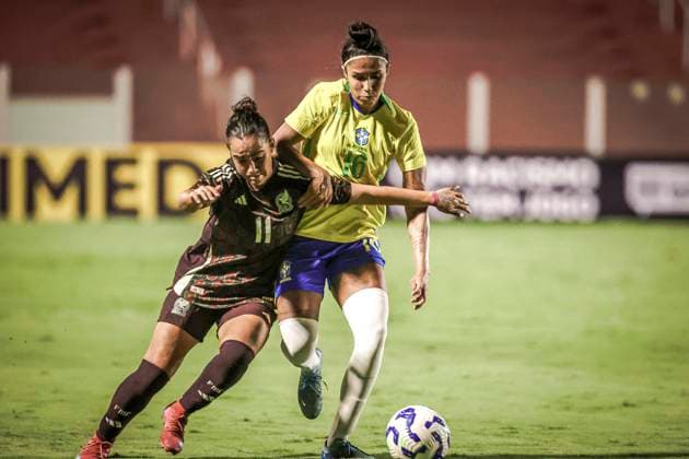 Amistoso Feminino Sub20 Brasil x México GOIÃ¢NIA, GO - 23.10.2025: AMISTOSO FEMININO SUB20 BRASIL X MÃ XICO - Friendly match between the Brazilian Women& 39;s Under-20 Team and the Mexican national team, Nationalteam held at the OnÃ sio Brasileiro Alvarenga Stadium in the city of Goiania GO, this Wednesday, 23rd. (Photo: Claudio Santos Fotoarena) x2829892x  ClaudioxSantos