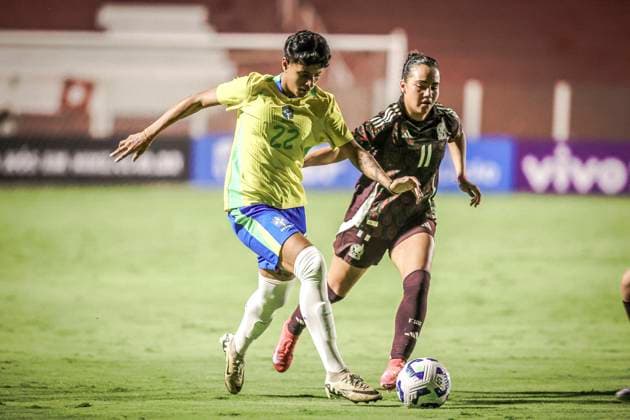 Amistoso Feminino Sub20 Brasil x México GOIÃ¢NIA, GO - 23.10.2025: AMISTOSO FEMININO SUB20 BRASIL X MÃ XICO - Friendly match between the Brazilian Women& 39;s Under-20 Team and the Mexican national team, Nationalteam held at the OnÃ sio Brasileiro Alvarenga Stadium in the city of Goiania GO, this Wednesday, 23rd. (Photo: Claudio Santos Fotoarena) x2829896x  ClaudioxSantos