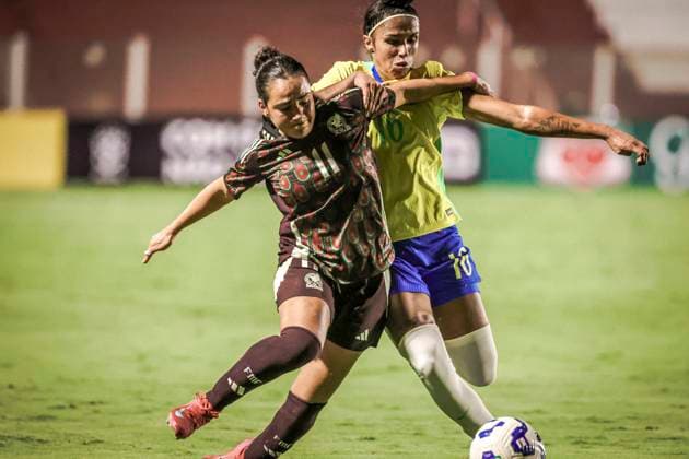 Amistoso Feminino Sub20 Brasil x México GOIÃ¢NIA, GO - 23.10.2025: AMISTOSO FEMININO SUB20 BRASIL X MÃ XICO - Friendly match between the Brazilian Women& 39;s Under-20 Team and the Mexican national team, Nationalteam held at the OnÃ sio Brasileiro Alvarenga Stadium in the city of Goiania GO, this Wednesday, 23rd. (Photo: Claudio Santos Fotoarena) x2829916x  ClaudioxSantos