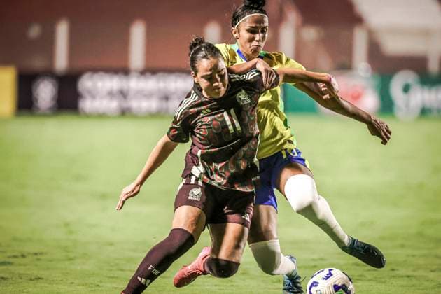 Amistoso Feminino Sub20 Brasil x México GOIÃ¢NIA, GO - 23.10.2025: AMISTOSO FEMININO SUB20 BRASIL X MÃ XICO - Friendly match between the Brazilian Women& 39;s Under-20 Team and the Mexican national team, Nationalteam held at the OnÃ sio Brasileiro Alvarenga Stadium in the city of Goiania GO, this Wednesday, 23rd. (Photo: Claudio Santos Fotoarena) x2829917x  ClaudioxSantos