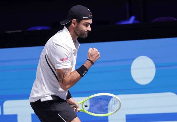 TENNIS - ATP, Tennis Herren Erste Bank Open VIENNA,AUSTRIA,24.OCT.25 - TENNIS - ATP World Tour, Erste Bank Open. Image shows the rejoicing of Matteo Berrettini (ITA).  GEPAxpictures xWalterxLuger