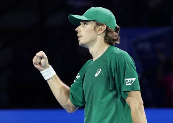 TENNIS - ATP, Tennis Herren Erste Bank Open VIENNA,AUSTRIA,24.OCT.25 - TENNIS - ATP World Tour, Erste Bank Open. Image shows the rejoicing of Alex de Minaur (AUS).  GEPAxpictures xWalterxLuger