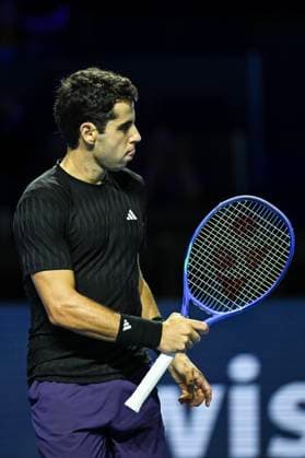24th October 2025; St. Jakobshalle, Basel, Switzerland; 2025 ATP, Tennis Herren Swiss Indoor Tennis Day 6; Jaume Munar (ESP) reacts during the match against Felix Auger-Aliassime (CAN) in the quarter finals  DavidxEmm