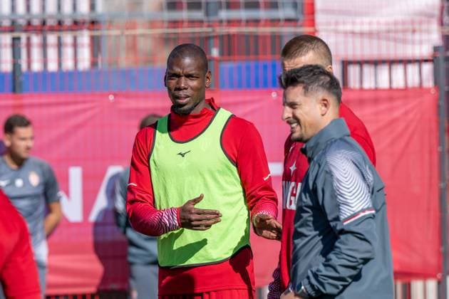 Football, France, AS Monaco, Training with Paul Pogba