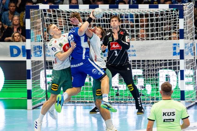 24 10 2025, GER, Handball, Men, Season 25 26, Daikin 1 Bl, 10 Matchday ThSV Eisenach GWD Minden Felix Aellen ThSV Eisenach,22 99817 Eisenach Werner Assmann Halle Am Sportp Thueringen Germany