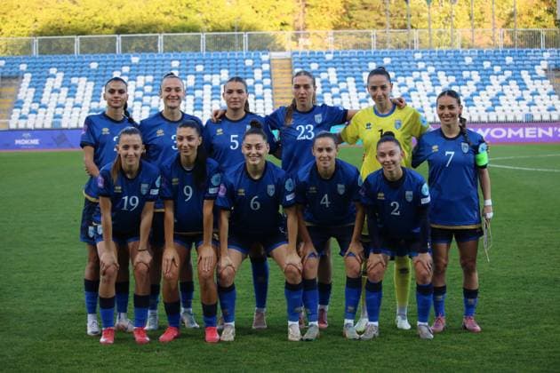 Turkiye v Kosovo - UEFA Women s Nations League PRISTINA, KOSOVO - OCTOBER 25: Players of Kosovo pose for a team photo ahead of the first match of the UEFA Women s Nations B League promotion relegation play-off 1st leg between Turkiye and Kosovo at Stadiumi Fadil Vokrri in Pristina, Kosovo on October 24, 2025. Erkin Keci Anadolu Pristina Kosovo. Editorial use only. Please get in touch for any other usage.  Copyright: x2025xAnadoluxErkinxKecix