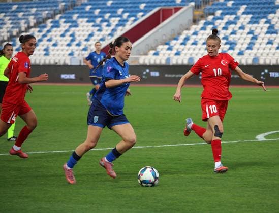 Turkiye v Kosovo - UEFA Women s Nations League PRISTINA, KOSOVO - OCTOBER 25: Players in action during the first match of the UEFA Women s Nations B League promotion relegation play-off 1st leg between Turkiye and Kosovo at Stadiumi Fadil Vokrri in Pristina, Kosovo on October 24, 2025. Erkin Keci Anadolu Pristina Kosovo. Editorial use only. Please get in touch for any other usage.  Copyright: x2025xAnadoluxErkinxKecix