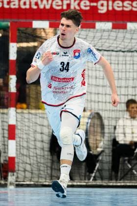 Huettenberg HBL 25 26 TV Huettenberg SG BBM Bietigheim Paul Kompenhans Huettenberg Jubel Freude Emotion Torjubel Torschuetze Torschütze Huettenberg Sportzentrum Germany