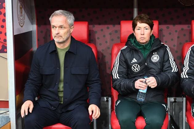 Coach Christian WUECK Wück, GER , Women, Co-Coach Maren MEINERT GER UEFA Womens Nations League, Semi Final, Semi Final, Soccer Womens Laenderspiel, Germany GER France FRA 1 0 on 24 10 2025 in Duesseldorf Germany Â