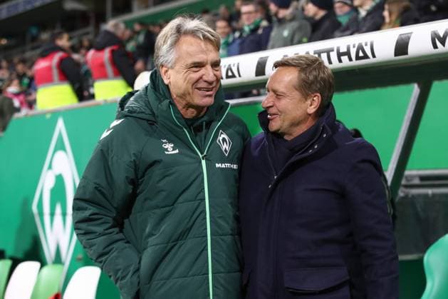 24 10 2025, xtgx, Soccer 1 Bundesliga SV Werder Bremen 1 FC Union Berlin v l Horst Steffen Bremen, Coach m Horst Heldt Union Berlin, Managing Director DFL DFB REGULATIONS PROHIBIT ANY USE OF PHOTOGRAPHS as IMAGE SEQUENCES and or QUASI VIDEO Bremen