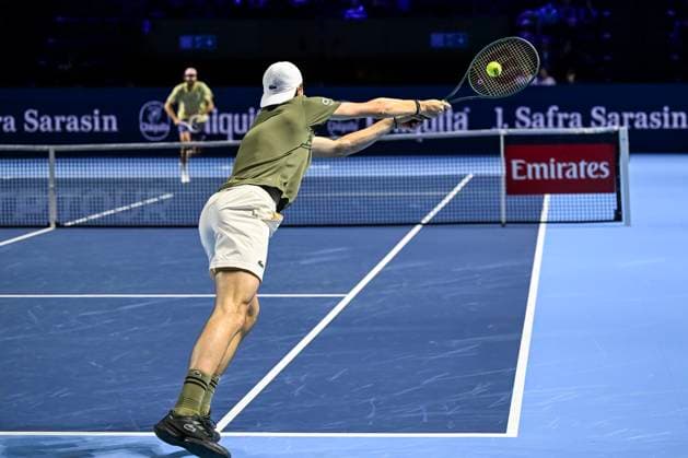 24th October 2025; St. Jakobshalle, Basel, Switzerland; 2025 ATP, Tennis Herren Swiss Indoor Tennis Day 6; Ugo Humbert (FRA) in action during the match against Reilly Opelka (USA) in the quarter finals  DavidxEmm