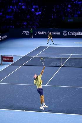 24th October 2025; St. Jakobshalle, Basel, Switzerland; 2025 ATP, Tennis Herren Swiss Indoor Tennis Day 6; Reilly Opelka (USA) in action during the match against Ugo Humbert (FRA) in the quarter finals  DavidxEmm