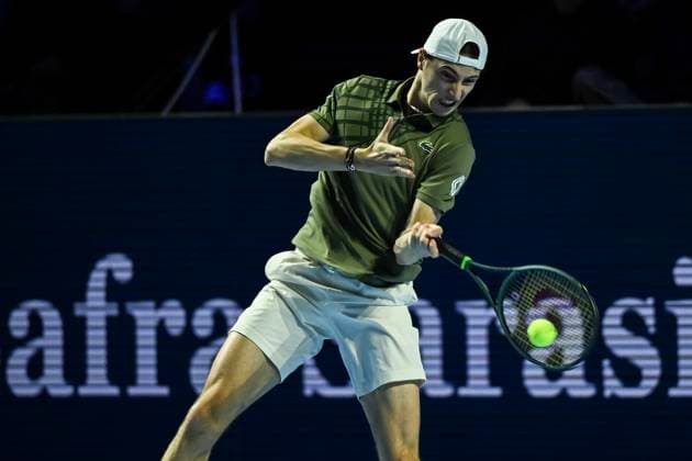 24th October 2025; St. Jakobshalle, Basel, Switzerland; 2025 ATP, Tennis Herren Swiss Indoor Tennis Day 6; Ugo Humbert (FRA) in action during the match against Reilly Opelka (USA) in the quarter finals  DavidxEmm