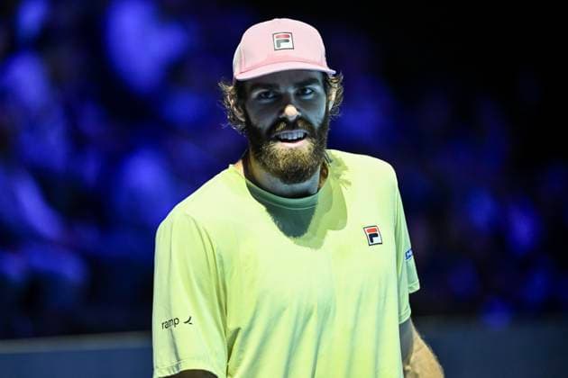 24th October 2025; St. Jakobshalle, Basel, Switzerland; 2025 ATP, Tennis Herren Swiss Indoor Tennis Day 6; Reilly Opelka (USA) in action during the match against Ugo Humbert (FRA) in the quarter finals  DavidxEmm