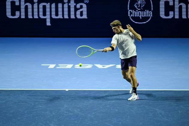 24th October 2025; St. Jakobshalle, Basel, Switzerland; 2025 ATP, Tennis Herren Swiss Indoor Tennis Day 6; Alejandro Davidovich Fokina (ESP) in action during the match against Casper Ruud (DEN) in the quarter finals  DavidxEmm