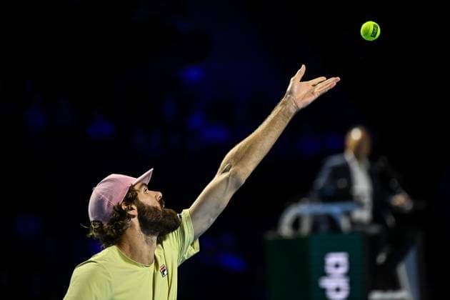 24th October 2025; St. Jakobshalle, Basel, Switzerland; 2025 ATP, Tennis Herren Swiss Indoor Tennis Day 6; Reilly Opelka (USA) in action during the match against Ugo Humbert (FRA) in the quarter finals  DavidxEmm