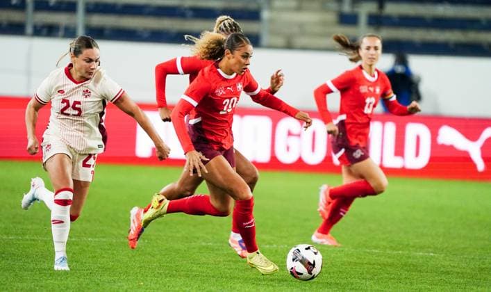 24 10 2025 Lucerne Switzerland Women International ,Test match season 2025 2026 Switzerland Canada 1 0 Image Goalkeeper Alayah Polgrim SUI Action Single Image