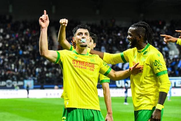 FOOTBALL : Paris FC vs FC Nantes - Ligue 1 - JournÃ e 9 - 24 10 2025 Joie des joueurs du Fc Nantes aprÃ s le but de Matthis Abline (FC NANTES) ParisFrance  Copyright: xBaptistexAutissierx