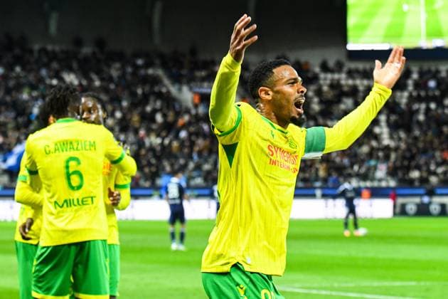 FOOTBALL : Paris FC vs FC Nantes - Ligue 1 - JournÃ e 9 - 24 10 2025 Joie des joueurs du Fc Nantes aprÃ s le but de Matthis Abline (FC NANTES) ParisFrance  Copyright: xBaptistexAutissierx