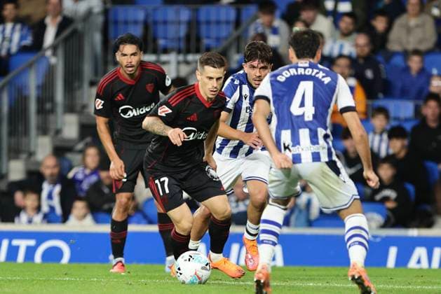 Spanish La Liga EA Sports soccer match between Real Sociedad and Sevilla at Reale Arena Stadium in San Sebastian, Spain 24 October 2025 900 Cordon Press  900 CordonxPress LOF - Real Sociedad vs Sevilla
