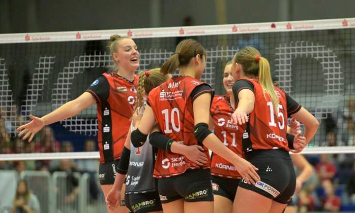 24 10 2025, Dresdner Jubel, Volleyball, 1 Bundesliga, Dresdner SC VC Wiesbaden, c Dresden