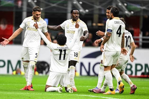 CALCIO - Serie A - AC Milan vs Pisa SC Juan Cuadrado of Pisa SC celebrating after a goal during the Italian Serie A football match between AC Milan and Pisa SC on 24 of October 2025 at Giuseppe Meazza San Siro Siro stadium in Milan, Italy Milan Italy  Copyright: xIPAxSport ABACAx