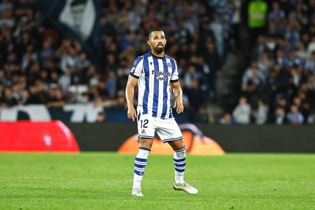 Yangel Herrera (Sociedad), OCTOBER 24, 2025 - Football Soccer : Spanish LaLiga EA Sports match between Real Sociedad - Sevilla FC at the Estadio de Anoeta in San Sebastian, Spain. Noxthirdxpartyxsales  aflo_308080840