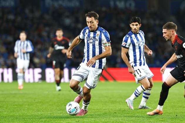 Mikel Oyarzabal (Sociedad), OCTOBER 24, 2025 - Football Soccer : Spanish LaLiga EA Sports match between Real Sociedad - Sevilla FC at the Estadio de Anoeta in San Sebastian, Spain. Noxthirdxpartyxsales  aflo_308080873