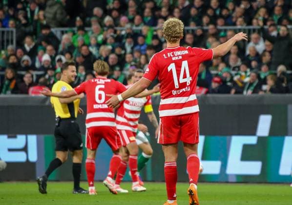 Germany Soccer Bundesliga 2025 26, Matchday 8 SV Werder Bremen vs 1 FC Union Berlin Weserstadion Stadion Bremen Leopold Querfeld 1 FC Union Berlin, 14 Aljoscha Kemlein 1 FC Union Berlin, 6 Bremen Copyright: xAymanxAlahmedx