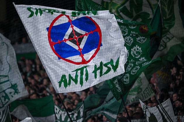1 Bundesliga SV Werder Bremen Union Berlin on 24 10 2025 at Weserstadion in Bremen Fans of SV Werder Bremen with a flag Siktir Lan, Anti HSV MT