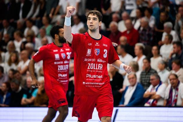 Huettenberg HBL 25 26 TV Huettenberg SG BBM Bietigheim Nikola Vlahovic Bietigheim Jubel Freude Emotion Huettenberg Sportzentrum Germany